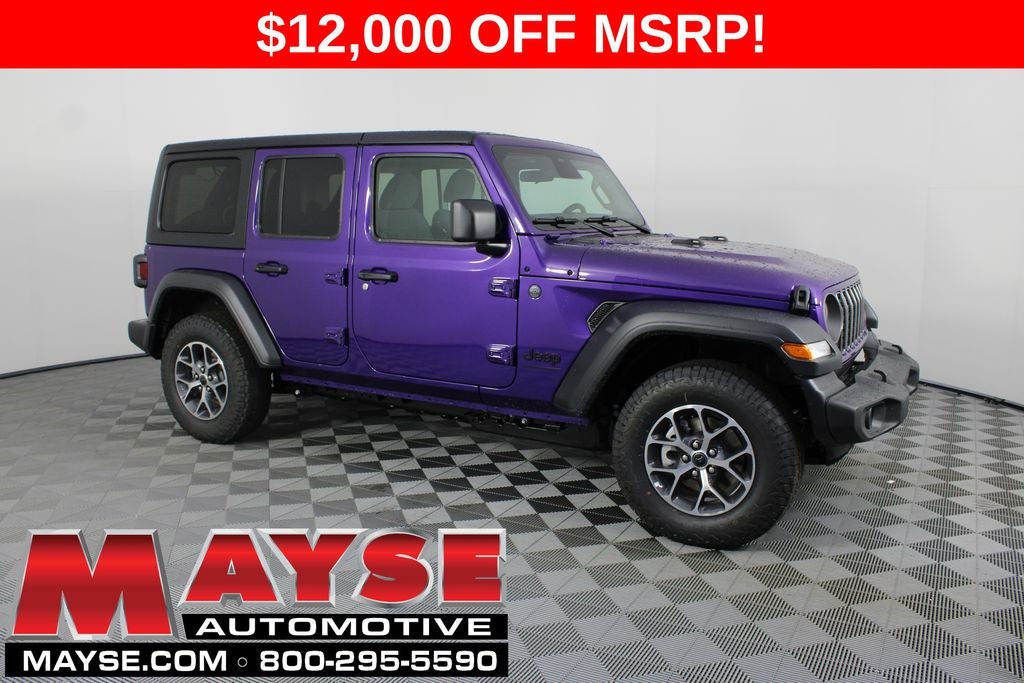 2026 Jeep Wrangler Sport S in Reign Exterior Paint — front three-quarter view