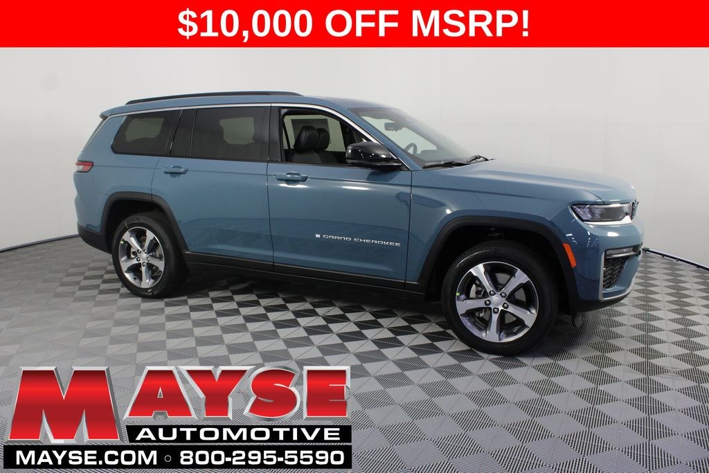 2026 Jeep Grand Cherokee L Limited in Steel Blue Exterior Paint — front three-quarter view