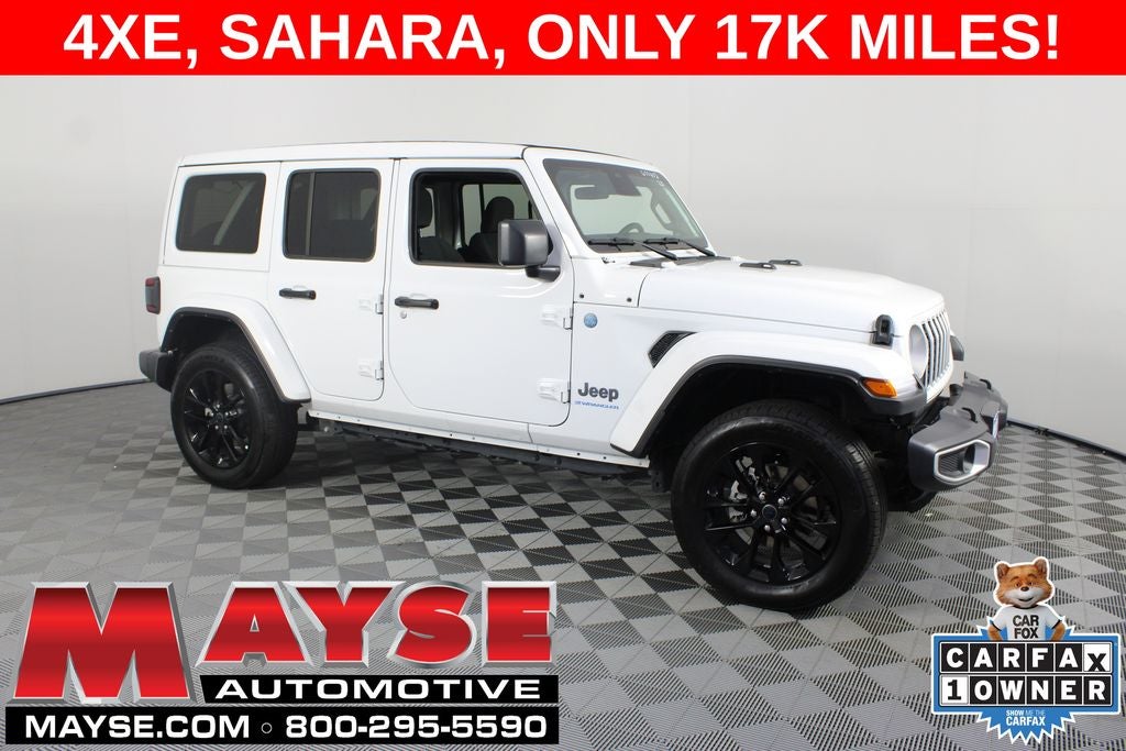 2025 Jeep Wrangler Sahara 4xe in Bright White Clearcoat — front three-quarter view