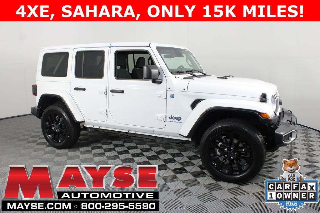 2025 Jeep Wrangler Sahara 4xe in Bright White Clearcoat — front three-quarter view