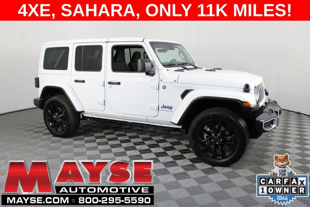 2025 Jeep Wrangler Sahara 4xe in Bright White Clearcoat — front three-quarter view