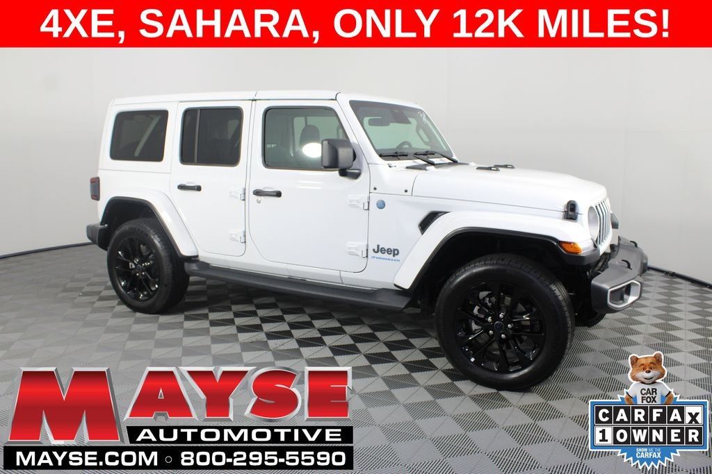 2025 Jeep Wrangler Sahara 4xe in Bright White Clearcoat — front three-quarter view