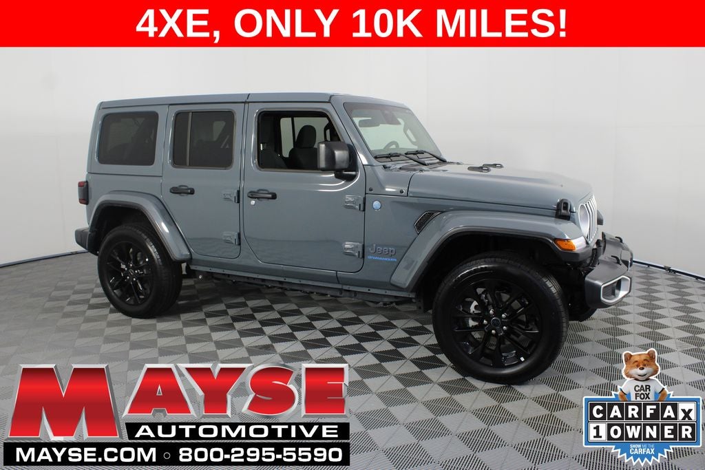 2025 Jeep Wrangler Sahara 4xe in Anvil Clear Coat — front three-quarter view