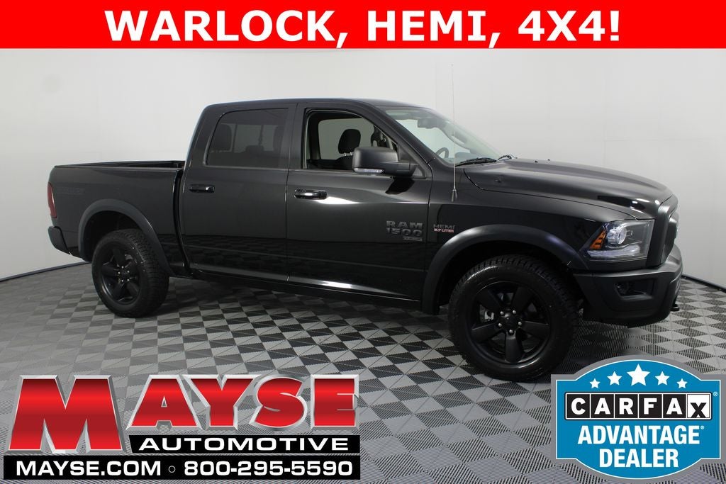 2019 RAM 1500 Classic Warlock Black in Black Clearcoat — front three-quarter view
