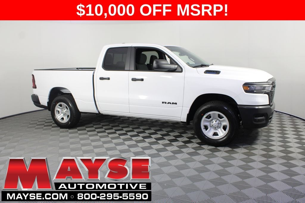 2026 RAM 1500 Tradesman in Bright White Clear-Coat Exterior Paint — front three-quarter view