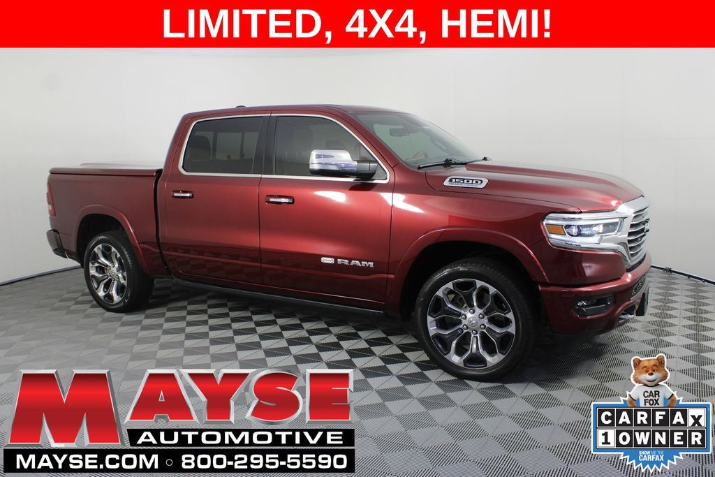 2021 RAM 1500 Limited in Delmonico Red Pearlcoat — front three-quarter view