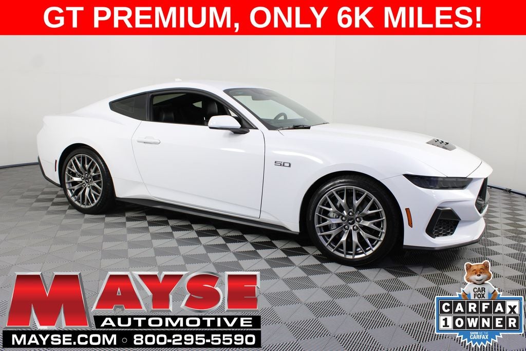 2025 Ford Mustang GT Premium in Oxford White — front three-quarter view