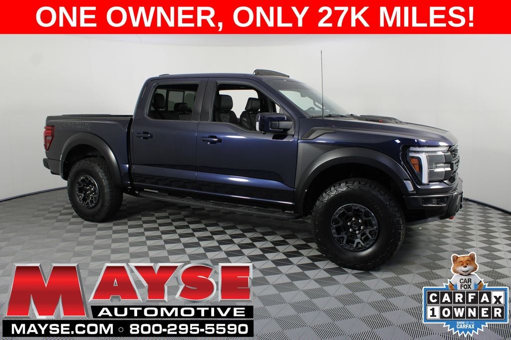 2024 Ford F-150 Raptor in Antimatter Blue Metallic — front three-quarter view