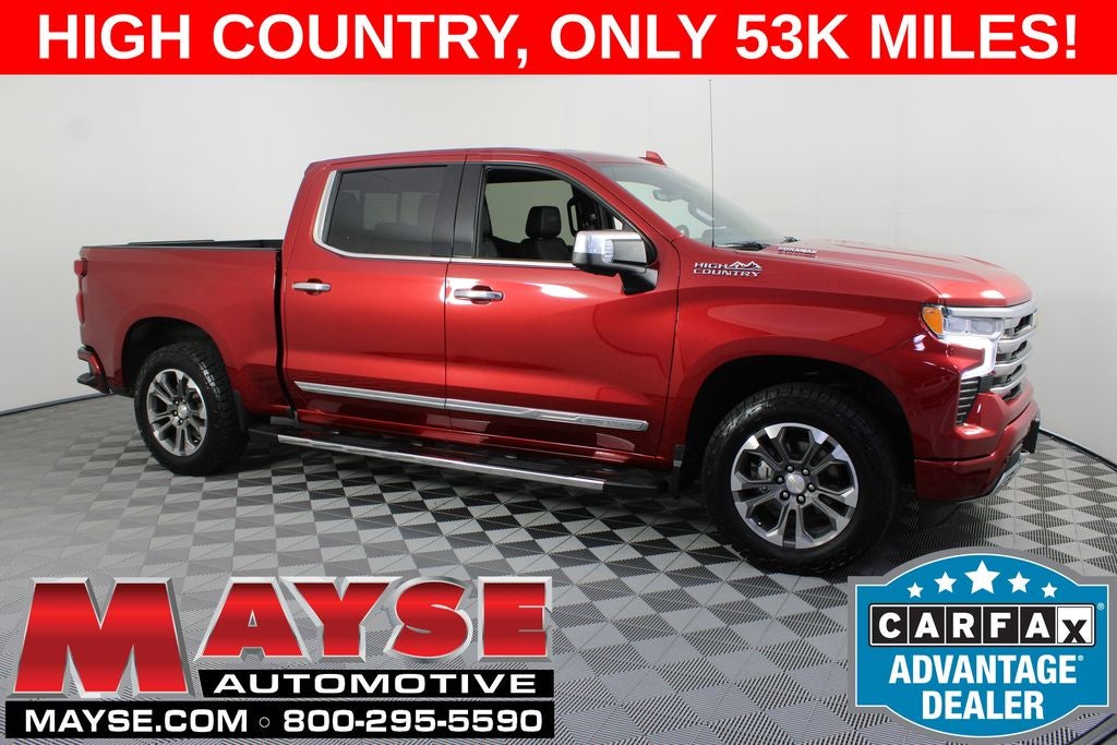 2023 Chevrolet Silverado 1500 High Country in Radiant Red Tintcoat — front three-quarter view