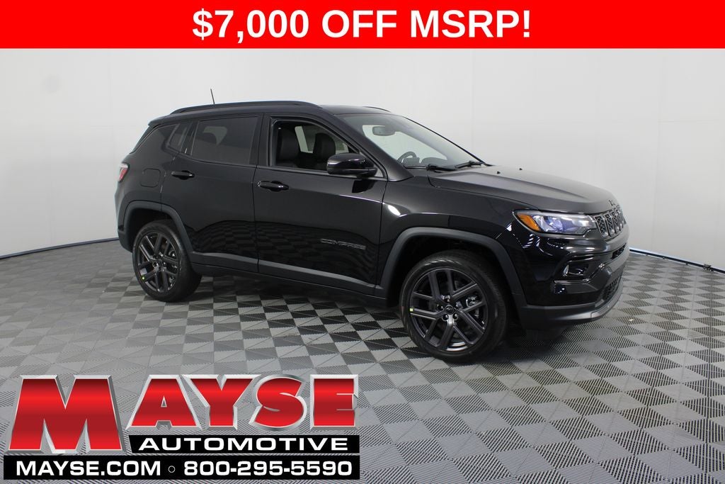 2026 Jeep Compass Limited in Diamond Black Crystal Pearl-Coat Exterior Paint — front three-quarter view