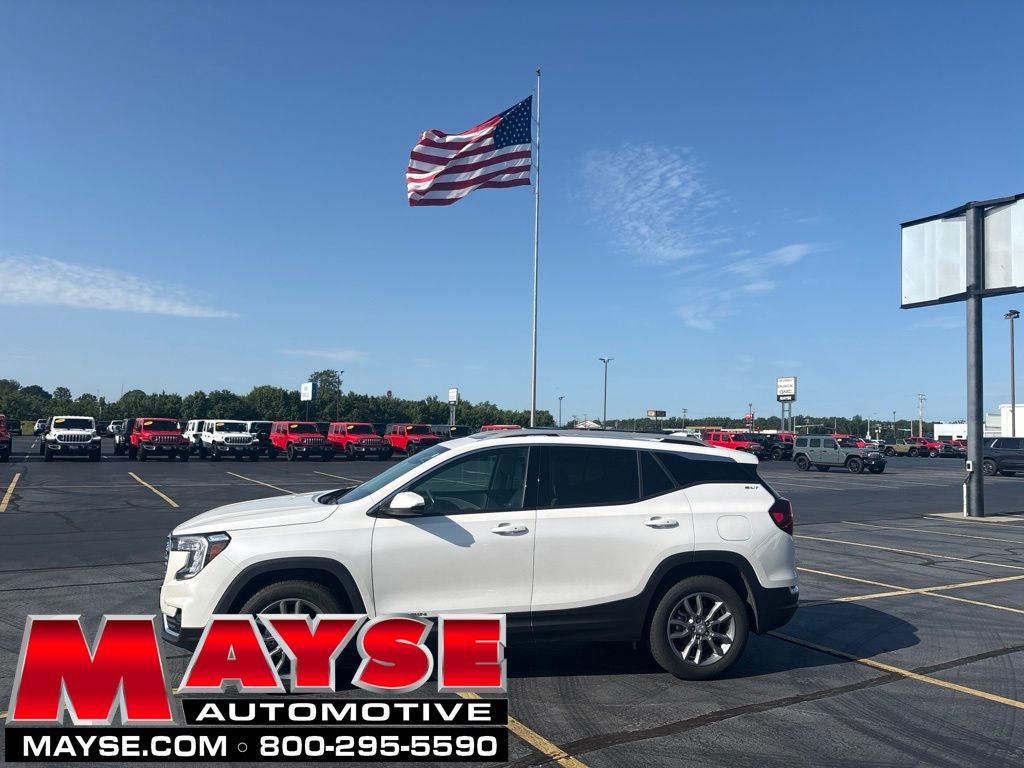 2022 GMC Terrain SLT in White Frost Tricoat — front three-quarter view
