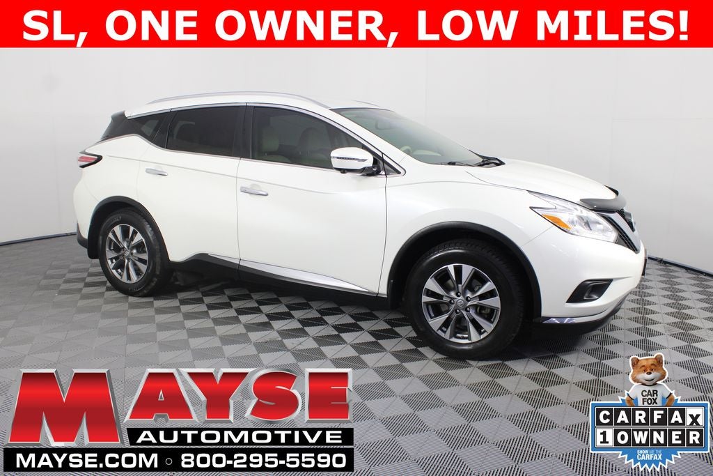 2016 Nissan Murano SL in Pearl White — front three-quarter view